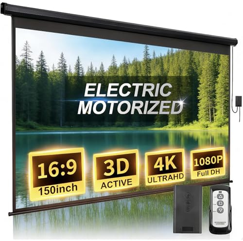 150 Inch Projector Screen Motorized Electric Rising Projector Screen Black