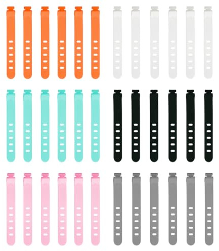 Daleweo Fascette per cavi riutilizzabili, 36 pezzi, fascette in silicone, colorate, organizer per cavi regolabili, per la gestione del cavo di ricarica per ufficio, viaggi, set