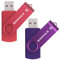 SIMMAX Chiavetta USB 2 pezzi 16GB Girevole Pendrive USB 2.0 Unità Memoria Flash (16GB Rosso Viola)