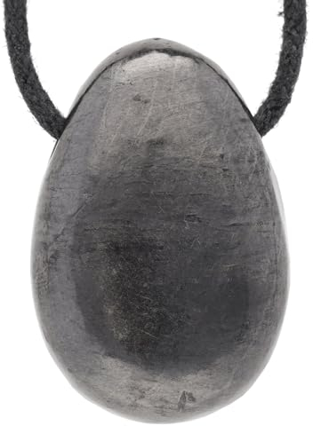 Black Shungite Drop Pendant – Genuine Gemstone Necklace with Adjustable Cotton Cord | Hand-Selected Natural Crystal Jewellery