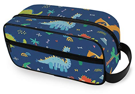 Moyyo Trousse de toilette portable à suspendre,Trousse de toilette de voyage,Trousse de toilette portable,Trousse de toilette pour femme, homme, fille, enfant, 2 multicor, Dessin animé, dinosaure