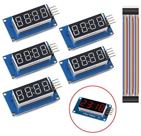 Youmile 5 Stück Led-anzeigemodul TM1637 7 Segment 4 Bits Gemeinsame Anode Clock Red Digital Rohr für Arduino Mit Dupont Kabel Stecker auf Buchse 8 Pin