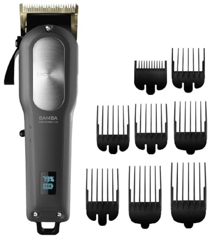 Cecotec Haarschneider Bamba PrecisionCare Pro Clipper Titanium Go. Lithiumbatterie, Edelstahlklingen, bis zu 2 Stunden Akkulaufzeit, 8 Kämme, Präzisionseinstellung, kabellose, kabelgebundene Nutzung
