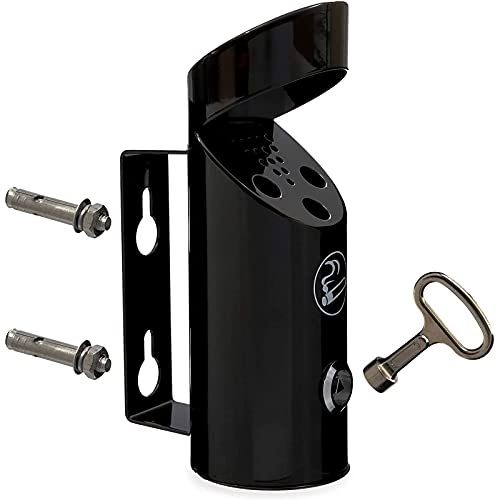 Juvale Outdoor Wall Mounted Cigarette Butt Receptacle (9 Inch, Black) - Outdoor Ashtray - Wall Mounted Ashtray