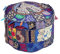 Indischer runder Patchwork-Fußhocker-Bezug | Indoor-Wohnzimmer-Beinstütze | ergonomisches Design für Körperunterstützung | langlebige und Bequeme Boho-Dekoration Pouf Bezüge (blau, 45,7 x 35,6 cm)