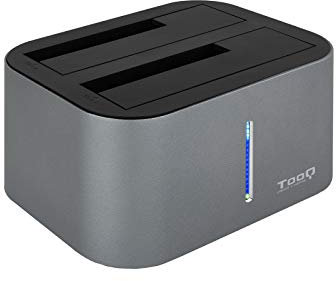 Tooq TQDS-805G Station d'accueil avec Double Baie SATA pour disques de 2,5 et 3.5, USB 3.0/USB 3.1 Gen1, Compatible avec USB 2.0, Fonction Clone Offline, Couleur Grise