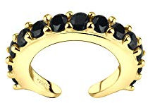 Laimons-Ohrringe Single Earcuff Klemme 15mm mit Zirkonia vergoldet aus Sterling Silber 925 (Schwarz)