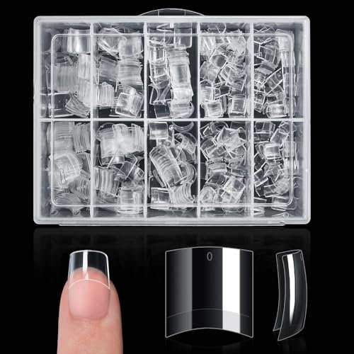 Buqikma 500pcs French Short Style Nail Tips - Half Cover, 10 Sizes, Clear ABS Material, False Nails