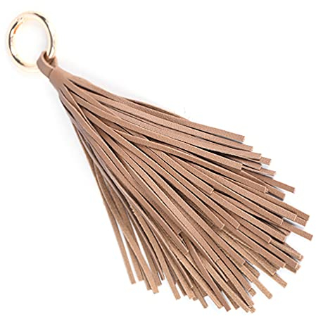 Amosfun Kaffee Leder Quaste Schlüsselbund Kreis Schlüssel Ringe Quaste Keychain Charme Lesezeichen Quasten Handtasche Rucksack Hängen Anhänger Decor für Frauen Geldbörse Dekorationen