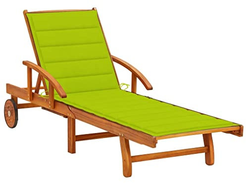 vidaXL Akazienholz Massiv Sonnenliege mit Auflage Gartenmöbel Saunaliege Relaxliege Holzliege Liegestuhl Liege Gartenliege Rollliege Strandliege