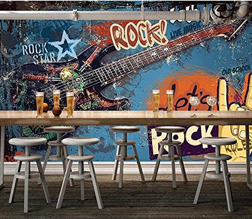 Fototapete 3D Tapete Wandbild Europäische Und Amerikanische Graffiti Hip Hop Rock Music Bar Ktv Tooling Background Wall-350Cmx245Cm