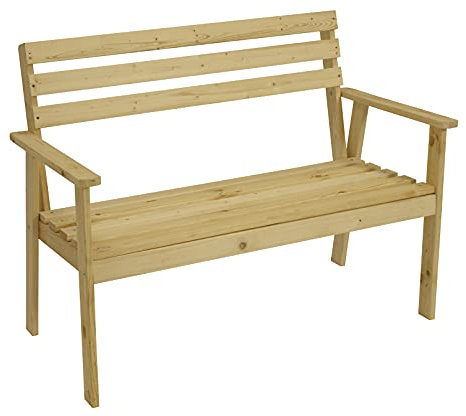 DEGAMO Gartenbank Lindau 2-sitzer 115cm, massives Kiefernholz Natur (unbehandelt), solide Ausführung