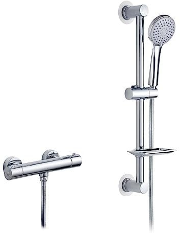 Ibergrif M21805-2, Colonne de Douche Thermostatique, Mitigeur Douche avec Barre de Douche Réglable en Hauteur, Douchette Haute Pression
