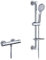 Ibergrif M21805-2, Kit Doccia, Colonna Doccia Termostatica con Asta Regolabile, Doccetta ad Alta Pressione, Cromo Lucidato