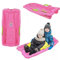Bobschlitten Bob Rodel Schneegleiter Bremshebel Zugseil Kinder Schnee Winter (Rosa)