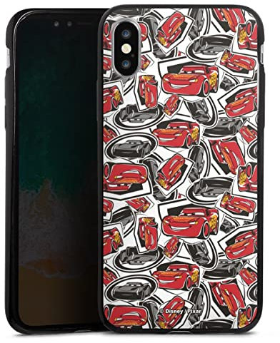 Slim Case extra dünn kompatibel mit Apple iPhone X Silikon Handyhülle schwarz Hülle Cars Disney Pixar Lightning McQueen 95