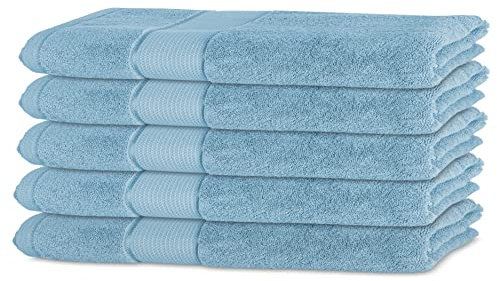 BANANALU 5er Set Gästetuch Qualität 450g/m2 100% Baumwolle 30x50cm Frottiertuch Gast Towel Hellblau Placid Blue 15-3920