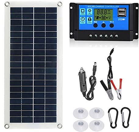 PHASFBJ Panneau Solaire Flexible 18V Module Photovoltaïque Monocristallin avec Le contrôleur de Charge MPPT, pour Camping-Car Camping Car Batterie Batterie Externe,100w+100a mppt Controller