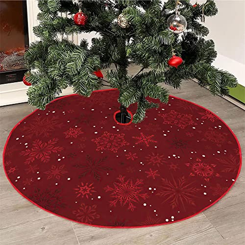 Mateju Weihnachtsbaum Rock Weihnachtsbaumdecke Groß Tannenbaum Unterlage Rund Christbaumdecke Christbaumständer Teppich Baumdecke für Weihnachtsdeko Neujahr Party (Burgunderrot,120cm)