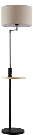 Lindby Lampadaire Tissu Zinia avec une connexion USB (Moderne) en Noir Métal e. a. pour Salon & Salle à manger (1 lampe,à E27), Sur Pied, Lampe a de Sol
