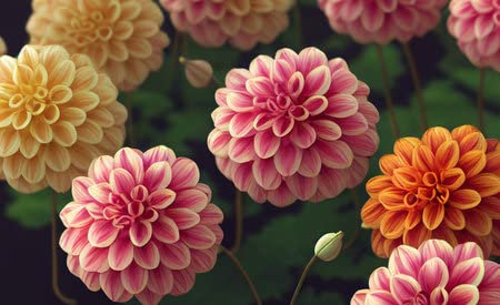 adrium Tableau sur toile 80 x 50 cm - Fond coloré - Plante de dahlia (194324323)