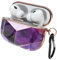 EAZY CASE - Schutzhülle für AirPods Pro 2 Hülle Lila Hard Case Stoßfest mit Karabiner geeignet als Schlüsselanhänger Antikratz Etui rutschfest Hardcase für Airpod Pro 2. Generation in Violett Marmor