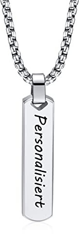 TempBeau Halsktte Herren Personalisiertes Papa : Gravur Halskettes Männer Silber mit 60cm Ketten Edelsathl Schmuck Geschenk Geburtstagsgeschenk Vatertagsgeschenk für Dad