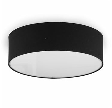 youngDECO® MINI Deckenlampe Schwarz Ø28 cm - Deckenleuchte Rund 2 x E27 - Baumwollstoff Lampenschirm - Lampe Schlafzimmer, Wohnzimmer, Kinderzimmer und Küche (Ohne Glühbirne)