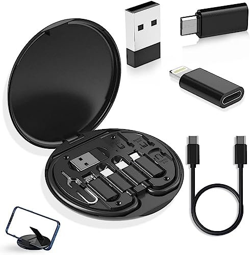 SANDALFON Kit de Adaptadores Múltiples USB, Adaptador Multifuncional Caja de Almacenamiento, Cable de Datos para Dispositivos del Rayo, USB-C y Micro-USB Cable Universal Transferencia Que necesites