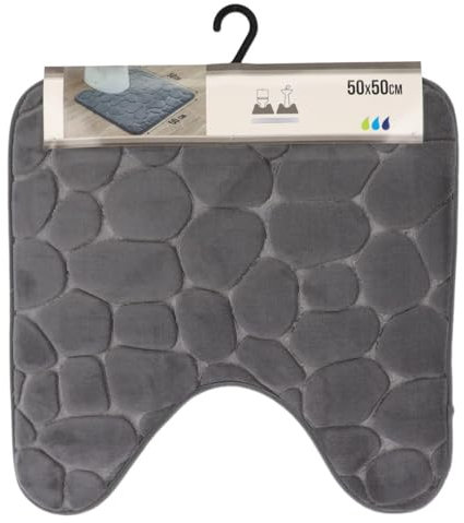 TENDANCE Tapis Contour WC Gris foncé en Microfibre à mémoire de Forme 45 x 50 cm