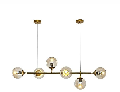 Moddeny 6 Lumière E27 Lustre Moderne Europe du Nord Lustre Boule De Verre Industriel 51 Pouces Plafonnier Suspension pour Salon Salle À Manger Art Décoration Restaurant