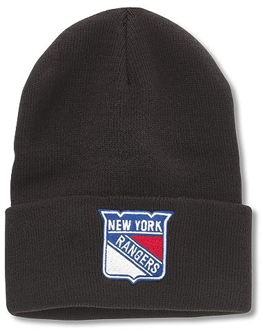 AMERICAN NEEDLE National Hockey League NHL Team Unisex Beanie Mütze Cuffed Knit Collection Headwear, Schwarz (New York Rangers), Einheitsgr��e