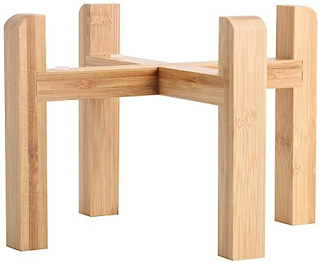 Addogyy Bamboo Dog Bowl Stand for Medium and Large Dogs,Food and Water Feeder Holder,Width 8 in Wide,(Height 6.29 Tall)