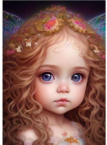 5D Diamond Painting Set Elf Girl Lockiges Haar DIY volle Runde Bohrer Diamant Kunstmalerei für Erwachsene Anfänger mit Zubehör für Home Wall Decor 30x40cm