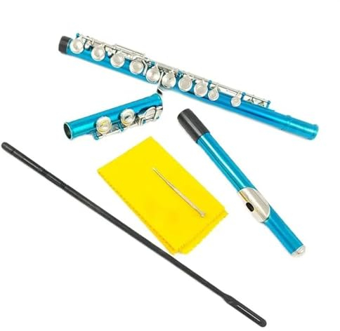 16-Tasten-Flöte Mit Geschlossenem Loch, C-Ton, Weißes Kupfer, Vernickelt, Blau, E-Taste, Flöteninstrument Mit Koffer Querflöte für Anfänger