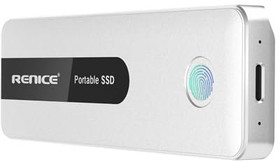 RENICE 512GB tragbare Externe SSD Fingerabdruckverschlüsselung bis zu 1000 MB/s Ultra Speed USB 3.2 Gen2 externes Solid-State-Laufwerk