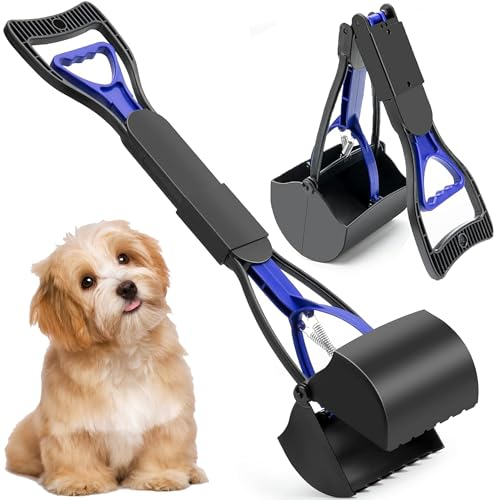 XFLYP Animale Domestico Pooper Scooper, 45cm Portatile Scoop di Poop Dog con Manico Lungo Materiale ad Alta Resistenza per Facile Erba e Ghiaia Pick up per Tutti Gli Animali Domestic(Blu)