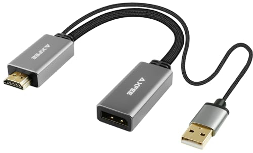 AXFEE Cable HDMI a DisplayPort, 26CM Cable HDMI to DisplayPort, 4K@60Hz, Convertidor HDMI a Display Port Macho Compatible con Desktop, Laptop, Raspberry Pi, MacBook Pro, PS 5/4/3, Xbox One, Xbox 360