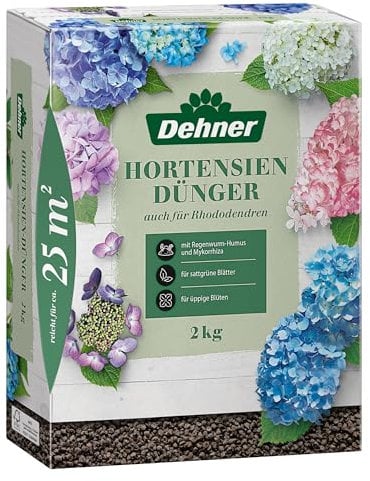 Dehner Hortensiedünger, hochwertiger Dünger für Laubgehölze, organisch-mineralischer NPK-Dünger, mit Spurennährstoffen, 2 kg, für ca. 25 qm, bunt