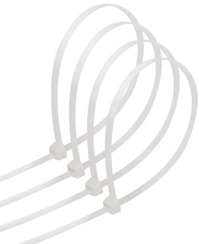 Nylon Cable Ties 7.2 x 350 mm (20 Units) in White, Ideal for Holding and organizing Cables and Objects at Home and Work.