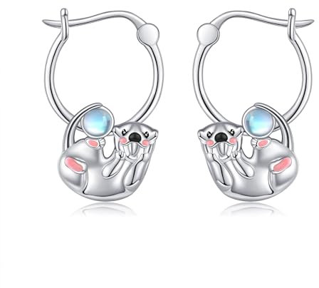 VENACOLY Otter Ohrringe 925 Sterling Silber Otter Creolen Ohrringe Otter Schmuck Geschenk für Damen