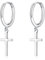 Cangall 925 Sterling Silver Cross Drop Hoop Earrings for Women, Simple Cute Cartilage Dangle Sleeper Earrings With Cross Charm for Girls
