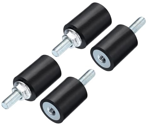 QUARKZMAN 4 Stück M5x15mm Gummipuffer mit Gewindebolzen 15x20mm | Männlich Weiblich Gummidämpfer Gummifüße Anschlagpuffer Schwingungsdämpfer Klimaanlage mit 4 Stück M5 Sicherungsmuttern