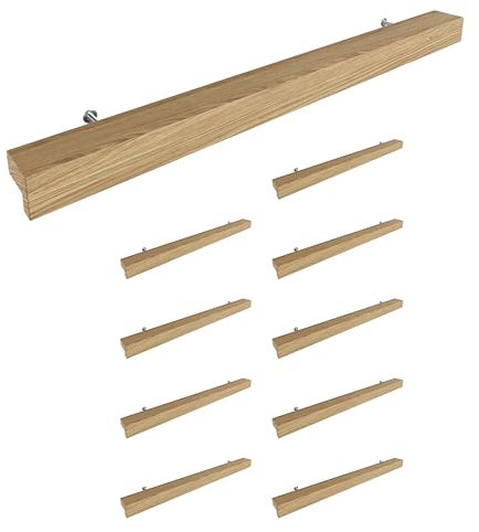 Sossai Holz Möbelgriffe aus Eiche | GAH01 | Lochabstand 224mm, Länge 304mm, 10 Stück