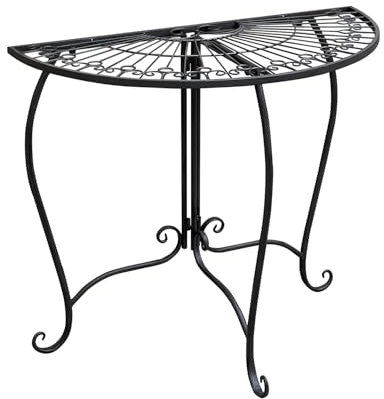 INDA-Exclusiv Dekorativer Beistelltisch Balkontisch Wandtisch Tisch Gartentisch Bistrotisch halbrund B80xT40xH71cm, Farben:Schwarz