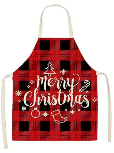Weihnachten Küchenschürze,Schürze Rot Kariert Weihnachtsschürzen,Lustige Schürze Geschenk,Latzschürze für Männer Damen Freund Weihnachtensparty Heiligabend