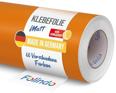 FOLINDO Möbelfolie selbstklebend matt - langlebige Möbel Klebefolie 036 Hellrot-Orange 5 m x 63 cm - Klebefolie Küche - selbstklebende Folie Möbel - moderne Schrankfolie versch. Größen