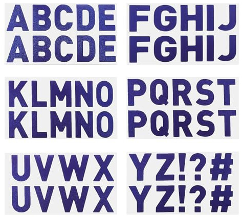 PATIKIL Buchstaben Aufkleber 1 Zoll, 60 Stk./ 12 Blätter Selbstklebende Vinyl Große Alphabet Nummern Aufkleber für Kunst DIY Handwerk, Blitz Dunkelblau