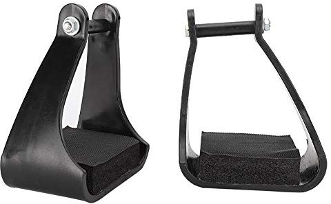 Vvikizy Steigbügel aus POM-Kunststoff, Reitsteigbügel, Schwarz Gepolstertes Schaumstoff-Fußpolster, Steigbügel Im Ultraleichten Design für Bequeme Langstreckenfahrten, Einfache