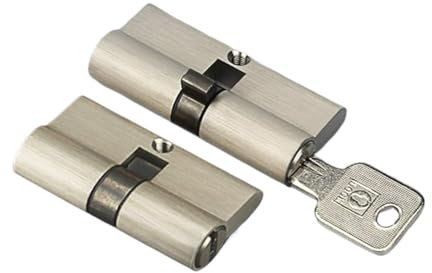 Zylinderschloss, Türschlosszylinder, 2 Schlösser mit 8 gleichen Schlüsseln, Länge 70 mm, Höhe 29 mm, beidseitig, for Schlafzimmer-Türschloss im Innenbereich, Kupfer